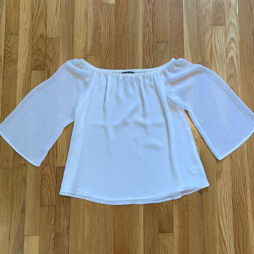 Express Sheer White Off The Shoulder Blouse